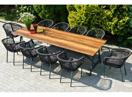 "Куба" обеденная группа на 10 персон, стол HPL "дуб", круглый роуп в Кургане