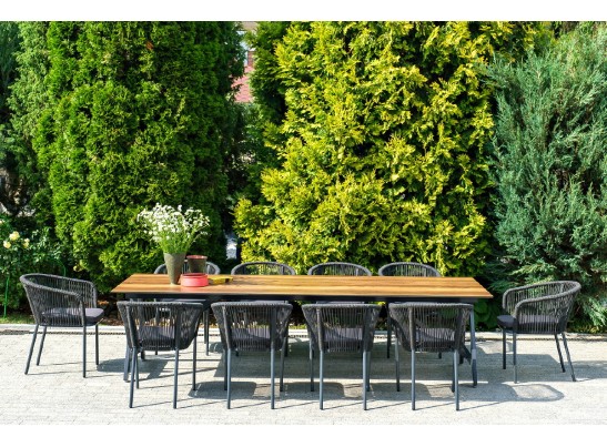 "Куба" обеденная группа на 10 персон, стол HPL "дуб", круглый роуп в Кургане