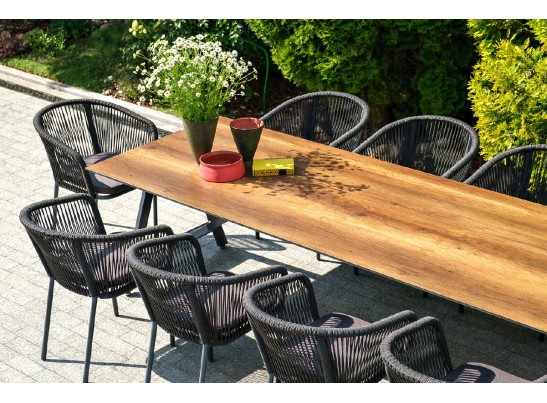 "Куба" обеденная группа на 10 персон, стол HPL "дуб", круглый роуп в Кургане