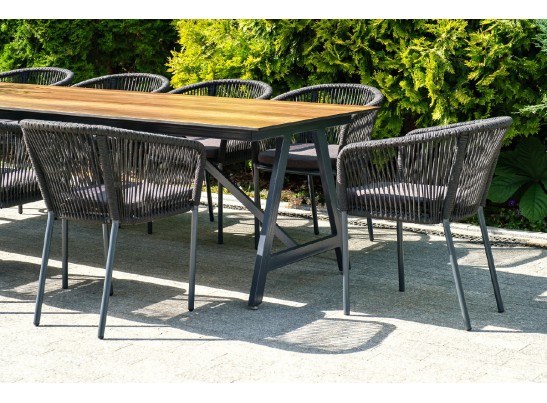 "Куба" обеденная группа на 10 персон, стол HPL "дуб", круглый роуп в Кургане