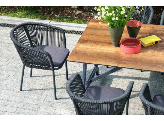 "Куба" обеденная группа на 10 персон, стол HPL "дуб", круглый роуп в Кургане