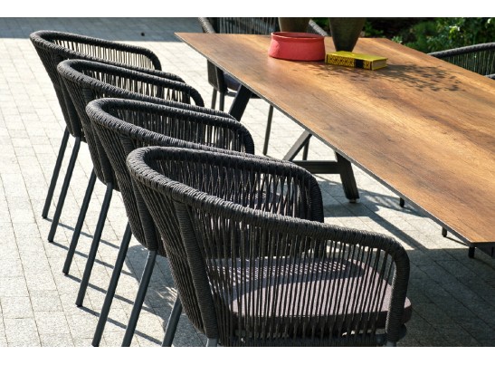 "Куба" обеденная группа на 10 персон, стол HPL "дуб", круглый роуп в Кургане