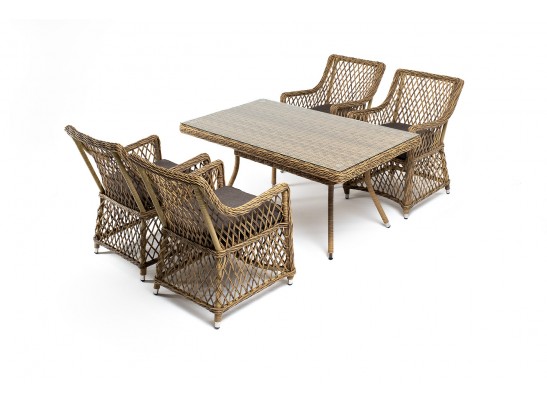 "Латте–140 L" обеденная группа плетеная, цвет соломенный в Кургане