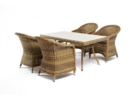 "Латте–140 R" обеденная группа плетеная, цвет соломенный в Кургане