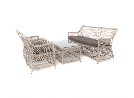 "Латте" лаунж-зона из искусственного ротанга, цвет бежевый в Кургане