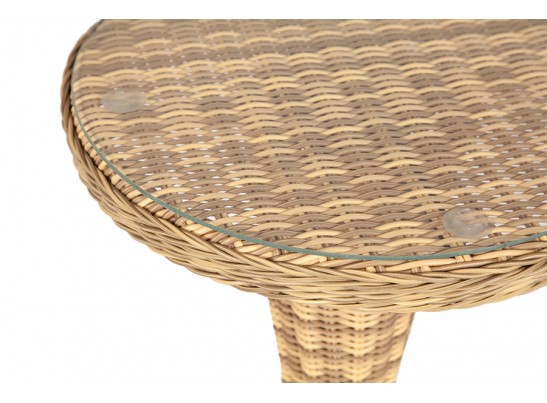 "Леванте" стол круглый из искусственного ротанга, цвет соломенный в Кургане