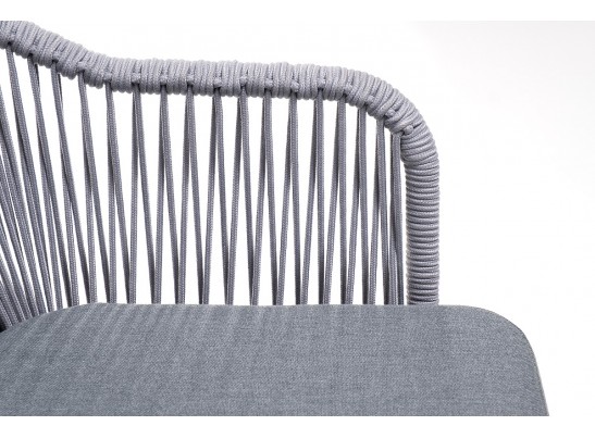 "Лион" стул плетеный из роупа, каркас из стали белый, роуп светло-серый, ткань светло-серая в Кургане