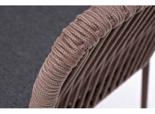 "Лион" стул плетеный из роупа, каркас из стали коричневый (RAL8016) муар, роуп коричневый круглый, ткань бежевая в Кургане