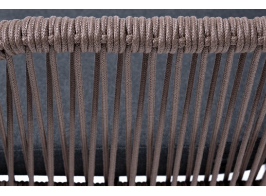 "Лион" стул плетеный из роупа, каркас из стали коричневый (RAL8016) муар, роуп коричневый круглый, ткань бежевая в Кургане