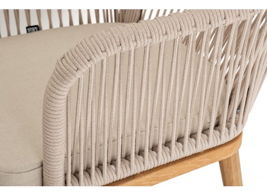 "Лион" стул плетеный из роупа, основание дуб, роуп бежевый круглый, ткань бежевая в Кургане