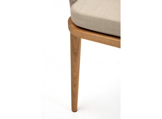 "Лион" стул плетеный из роупа, основание дуб, роуп бежевый круглый, ткань бежевая в Кургане