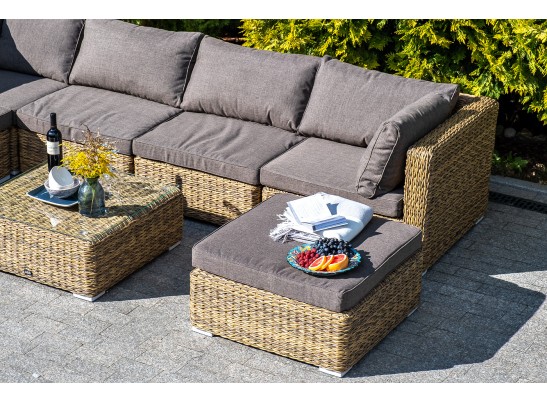 "Лунго" модуль диванный прямой с подушками, цвет соломенный (гиацинт) в Кургане