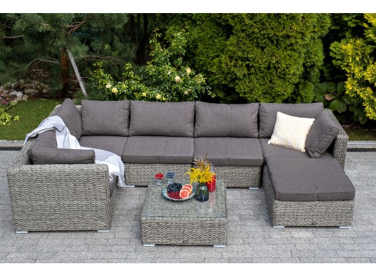 "Лунго" плетеная оттоманка с подушкой (гиацинт), цвет серый в Кургане