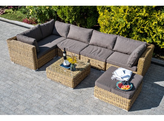 "Лунго" трансформирующаяся лаунж-зона из искусственного ротанга (гиацинт), цвет соломенный в Кургане