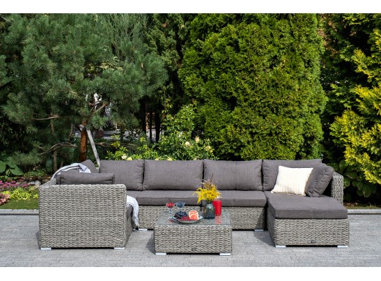 "Лунго" трансформирующийся диван из искусственного ротанга (гиацинт), цвет серый в Кургане