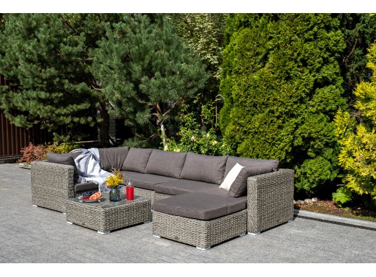 "Лунго" трансформирующийся диван из искусственного ротанга (гиацинт), цвет серый в Кургане