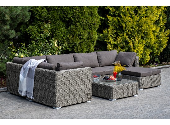 "Лунго" трансформирующийся диван из искусственного ротанга (гиацинт), цвет серый в Кургане