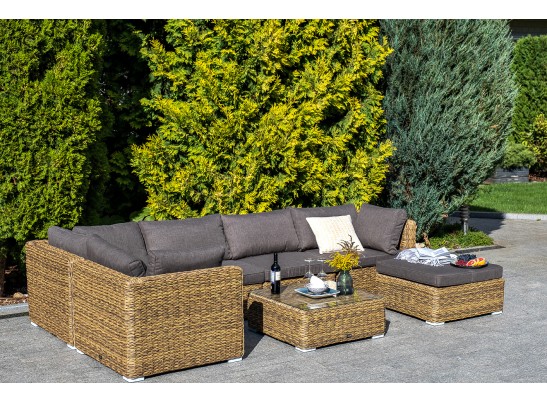 "Лунго" трансформирующийся диван из искусственного ротанга (гиацинт), цвет соломенный в Кургане