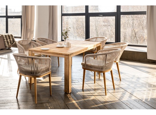 "Мадейра" обеденная группа на 6 персон, стулья "Марсель", роуп бежевый в Кургане