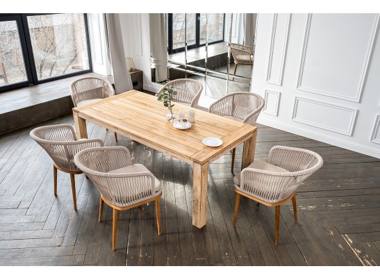 "Мадейра" обеденная группа на 6 персон, стулья "Марсель", роуп бежевый в Кургане