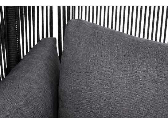 "Мадрид" кресло плетеное из роупа, каркас алюминий темно-серый (RAL7024) муар, роуп темно-серый круглый, ткань темно-серая 027 в Кургане