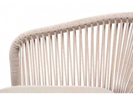 "Малага" обеденная группа на 6 персон со стульями "Марсель", каркас белый, роуп бежевый в Кургане