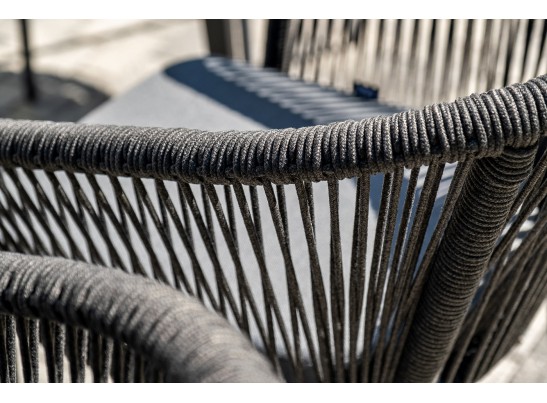 "Малага" обеденная группа на 6 персон со стульями "Марсель", каркас темно-серый, роуп темно-серый в Кургане