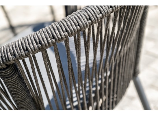 "Малага" обеденная группа на 6 персон со стульями "Марсель", каркас темно-серый, роуп темно-серый в Кургане