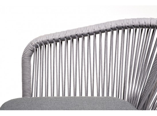 "Малага" обеденная группа на 6 персон со стульями "Марсель", каркас белый, роуп светло-серый в Кургане