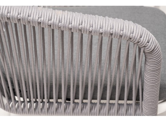 "Малага" обеденная группа на 6 персон со стульями "Марсель", каркас белый, роуп светло-серый в Кургане