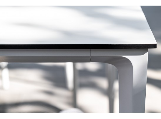 "Малага" обеденная группа на 6 персон со стульями "Марсель", каркас белый, роуп светло-серый в Кургане