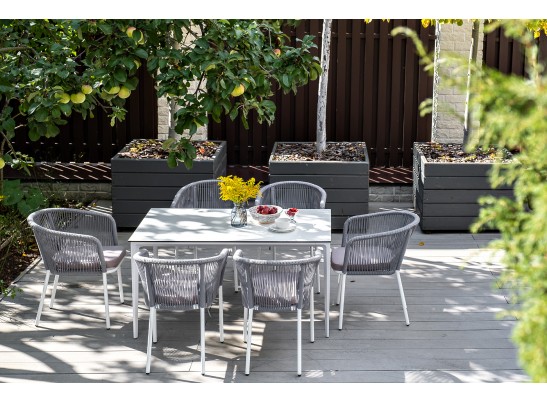 "Малага" обеденный стол из HPL 140х80см, цвет молочный, каркас белый в Кургане