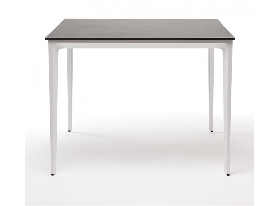 "Малага" обеденный стол из HPL 90х90см, цвет "серый гранит", каркас белый в Кургане