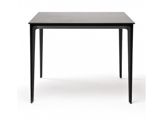 "Малага" обеденный стол из HPL 90х90см, цвет "серый гранит", каркас черный в Кургане
