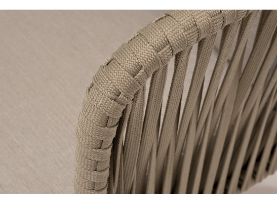 "Мальорка" диван 3-местный плетеный из роупа, основание дуб, роуп серо-коричневый 23мм, ткань бежевая 052 в Кургане