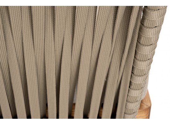 "Мальорка" диван 3-местный плетеный из роупа, основание дуб, роуп серо-коричневый 23мм, ткань бежевая 052 в Кургане