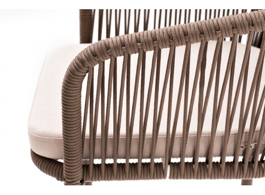 "Марсель" барный стул из роупа, каркас из стали белый, роуп коричневый, ткань бежевая в Кургане