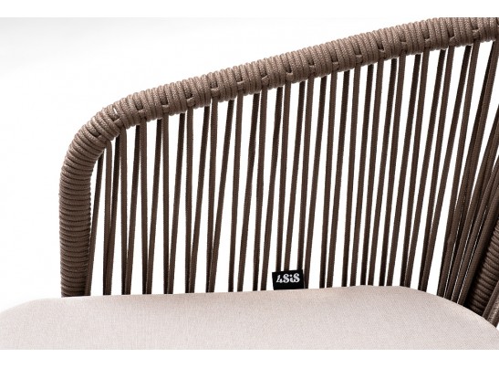 "Марсель" барный стул из роупа, каркас из стали белый, роуп коричневый, ткань бежевая в Кургане