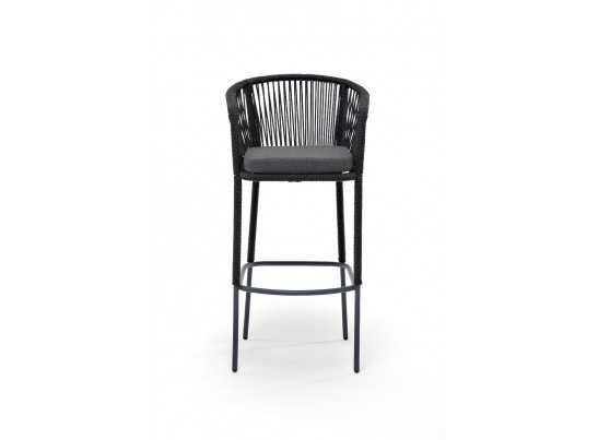 "Марсель" барный стул из роупа, каркас из стали серый, роуп темно-серый, ткань темно-серая в Кургане