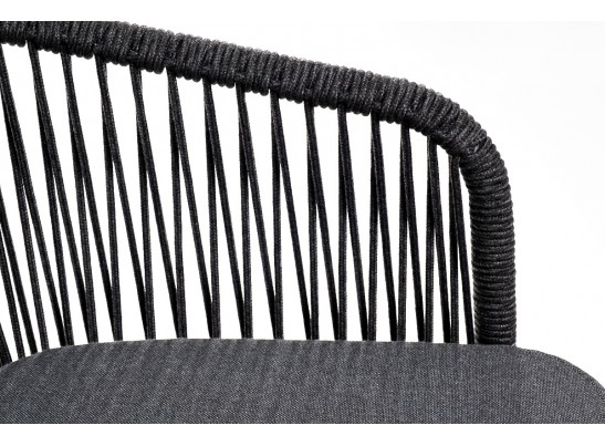 "Марсель" барный стул из роупа, каркас из стали серый, роуп темно-серый, ткань темно-серая в Кургане