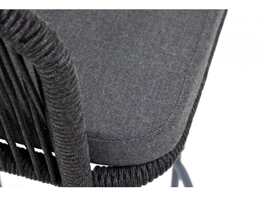 "Марсель" барный стул из роупа, каркас из стали серый, роуп темно-серый, ткань темно-серая в Кургане