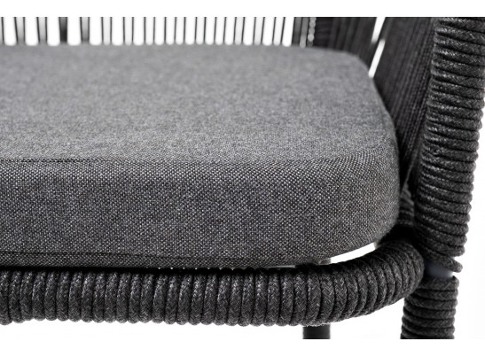 "Марсель" барный стул из роупа, каркас из стали серый, роуп темно-серый, ткань темно-серая в Кургане