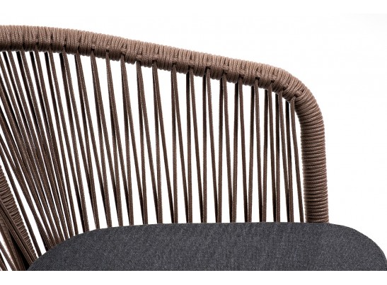 "Марсель" стул плетеный из роупа, каркас алюминий коричневый, роуп коричневый, ткань темно-серая в Кургане