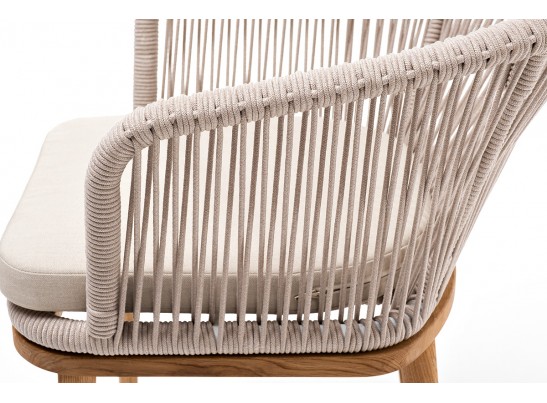 "Марсель" стул плетеный из роупа, основание дуб, роуп бежевый, ткань бежевая в Кургане