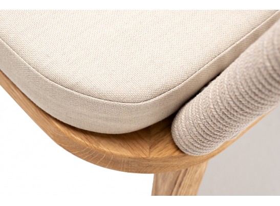 "Марсель" стул плетеный из роупа, основание дуб, роуп бежевый круглый, ткань бежевая 052 в Кургане