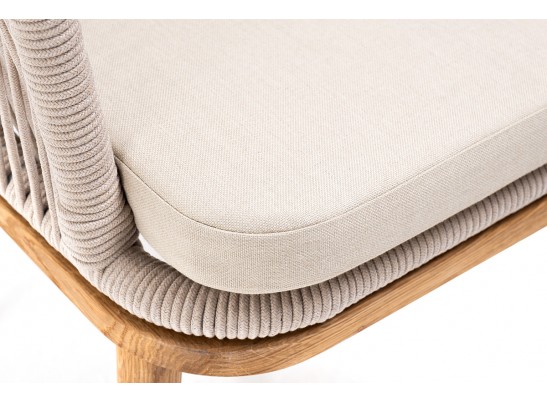 "Марсель" стул плетеный из роупа, основание дуб, роуп бежевый, ткань бежевая в Кургане