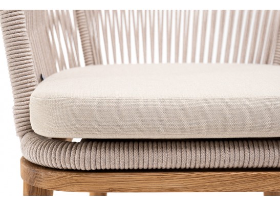 "Марсель" стул плетеный из роупа, основание дуб, роуп бежевый, ткань бежевая в Кургане