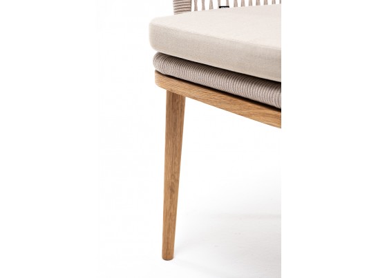 "Марсель" стул плетеный из роупа, основание дуб, роуп бежевый, ткань бежевая в Кургане