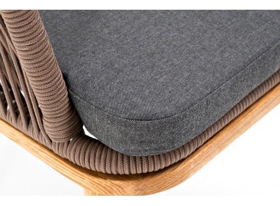 "Марсель" стул плетеный из роупа, основание дуб, роуп коричневый, ткань темно-серая в Кургане