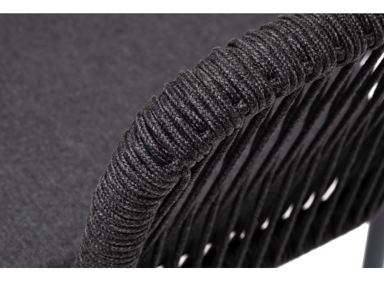 "Марсель" стул плетеный из роупа, каркас алюминий темно-серый (RAL7024) муар, роуп темно-серый круглый, ткань темно-серая 027 в Кургане